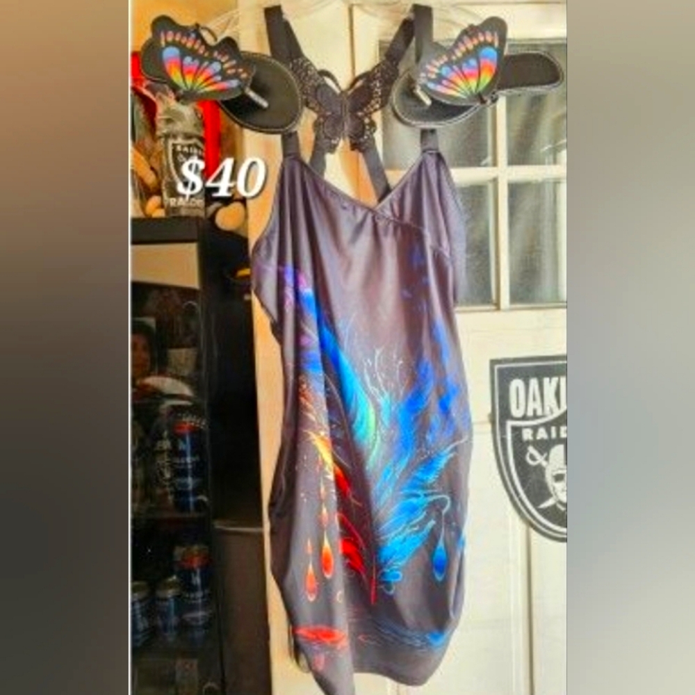 Colorful dress blouse with sandals